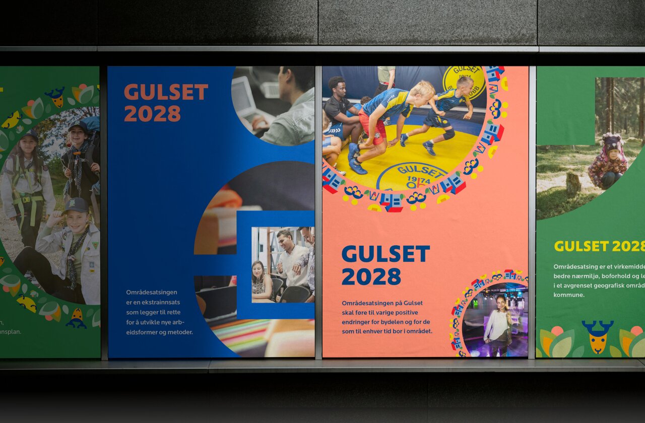 Plakatrekke som viser eksempler på bilder kombinert med illustrasjoner.