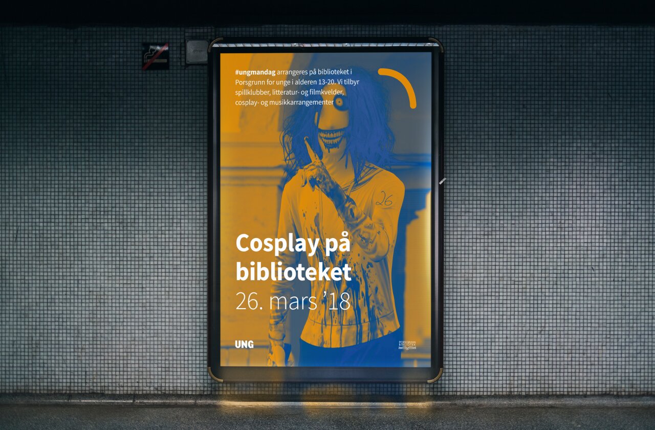 Cosplay på biblioteket - plakat på offentlig vegg