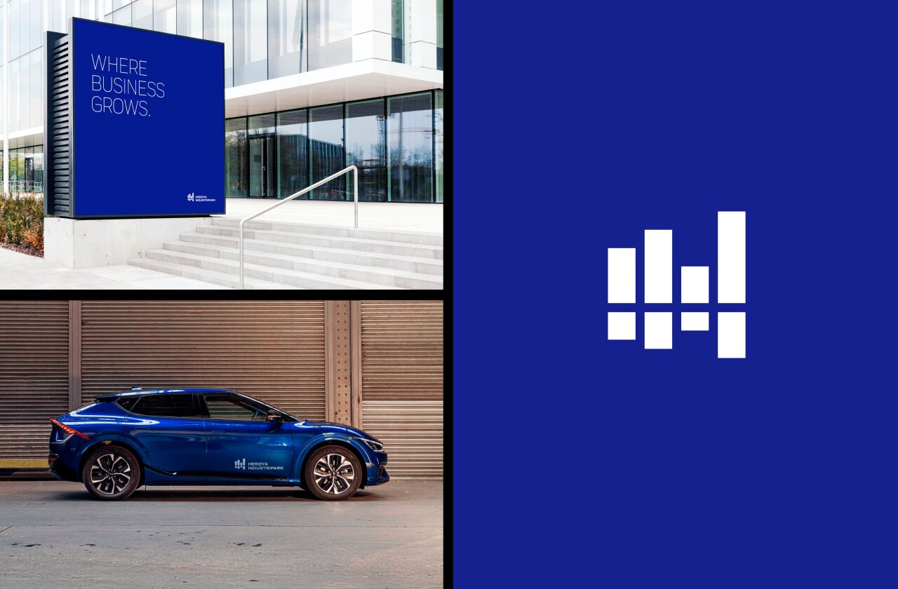 Tredelt bildeflate som viser skilt med slagordet 