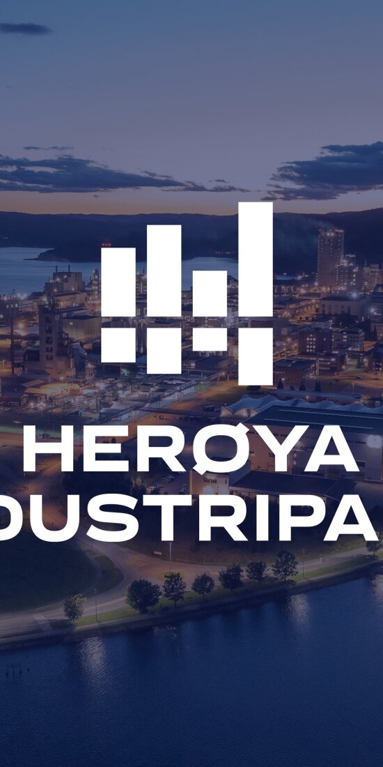 Ny logo plassert over bilde av Herøya Industripark.